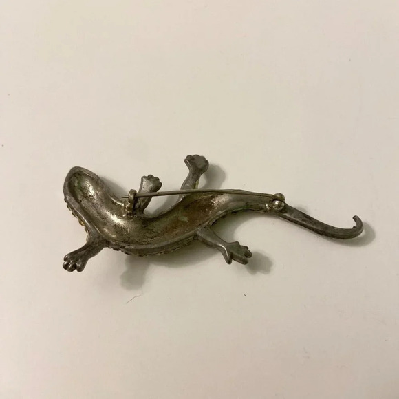 Vintage Gecko Lizard Brooch Rhinestones  3 Inch Long Fashion Jewelry Pin - Picture 11 of 11